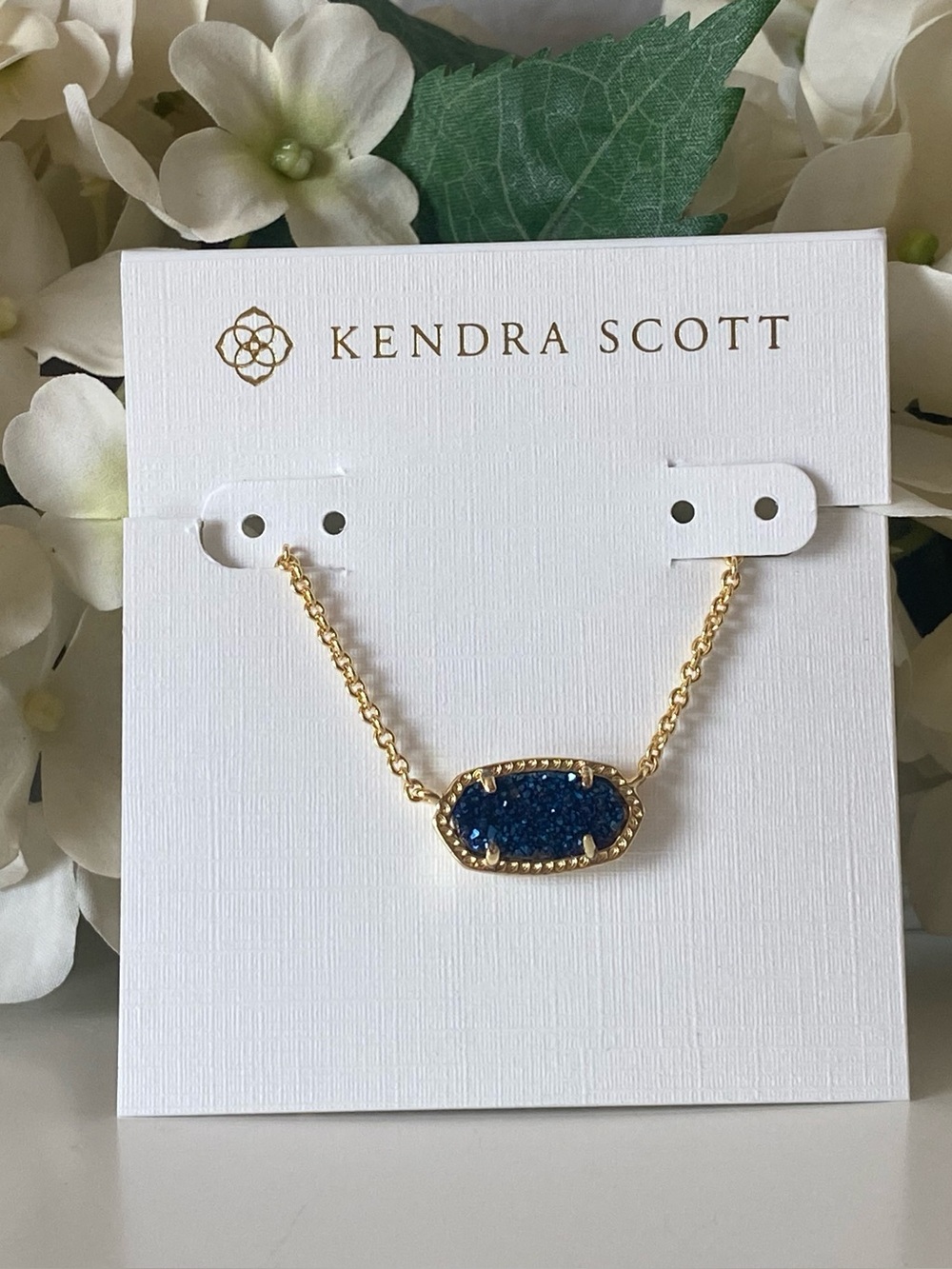 Kendra Scott Elisa Necklace in Gold & Blue Drusy